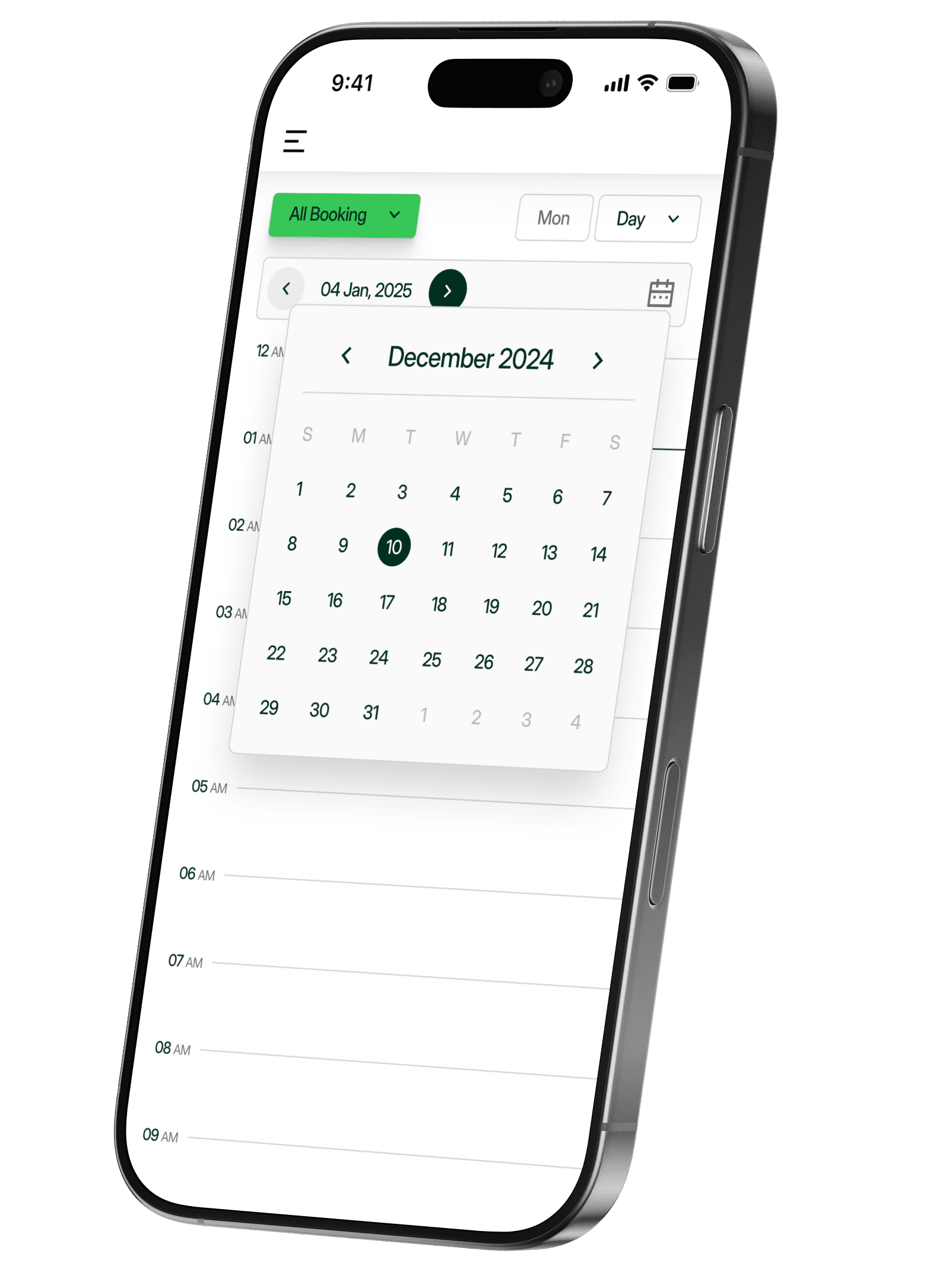 Calendar interface showing scheduled pickups and job assignments