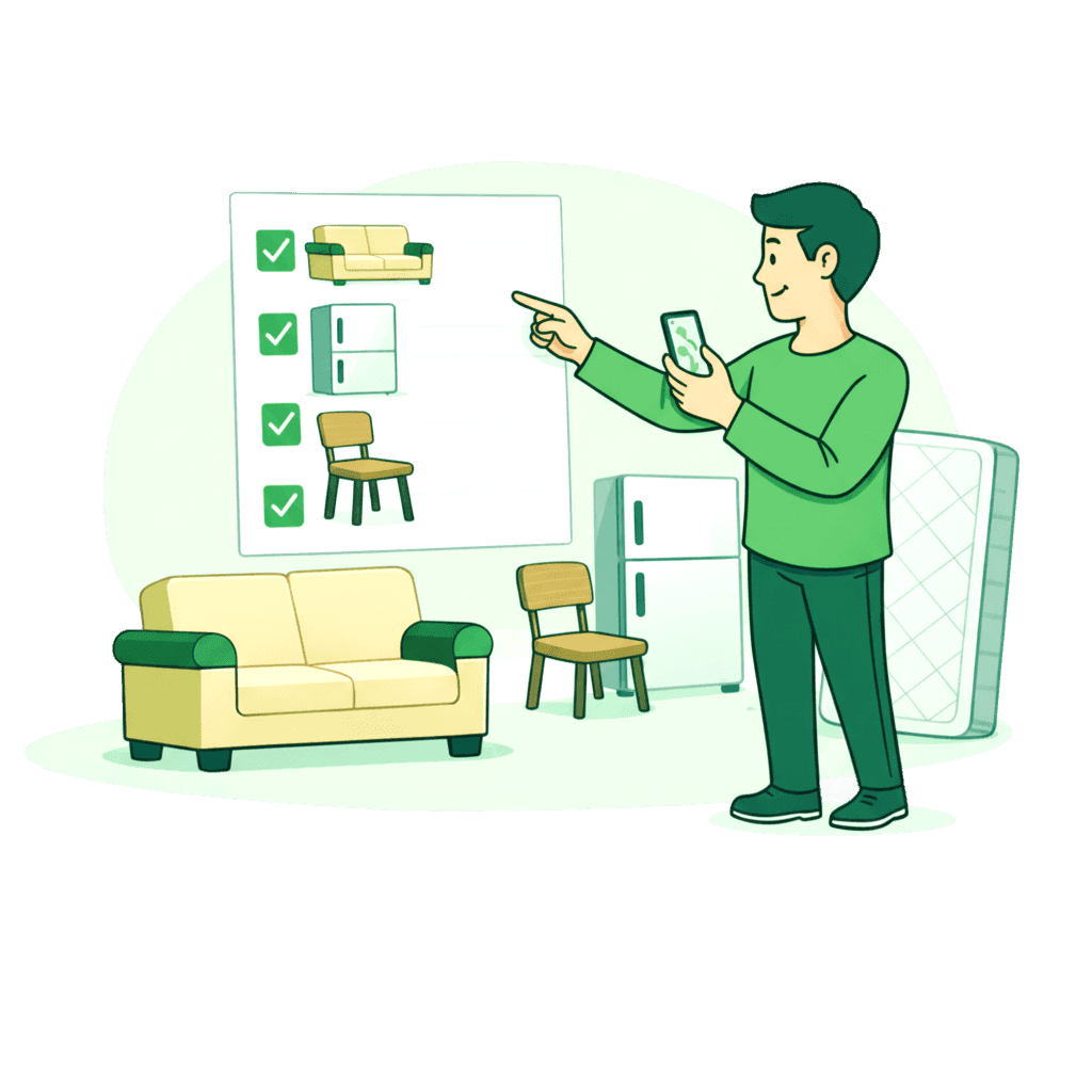 Person selecting specific items for junk removal