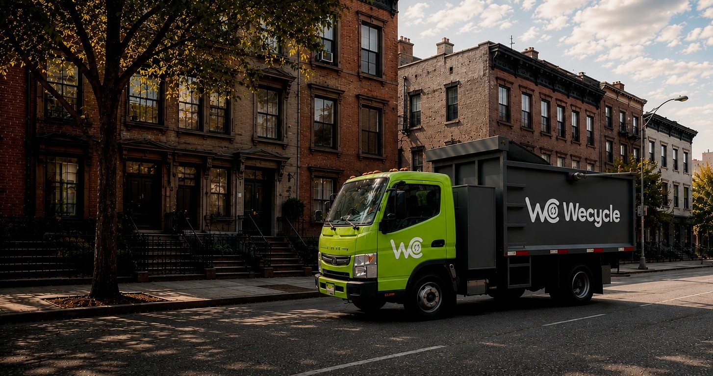 WeCycle junk removal truck on a city street